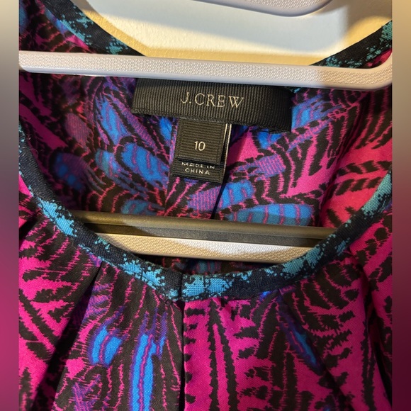 JCrew Abstract silk Pink and Blue Women's Top size 10 - Picture 2 of 6